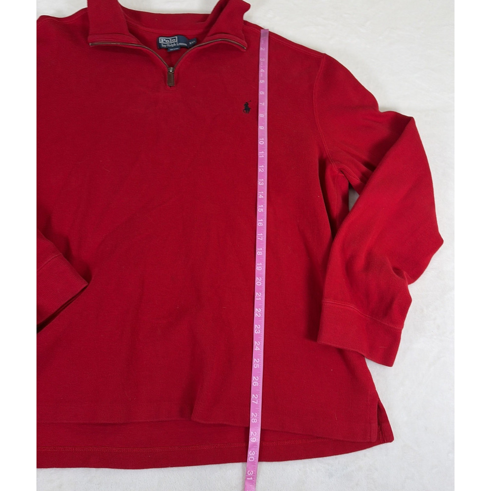 Polo Ralph Lauren Mens XXL Red Quarter Zip Pullovers Pony Cotton Bnfts Charity - Picture 5 of 10